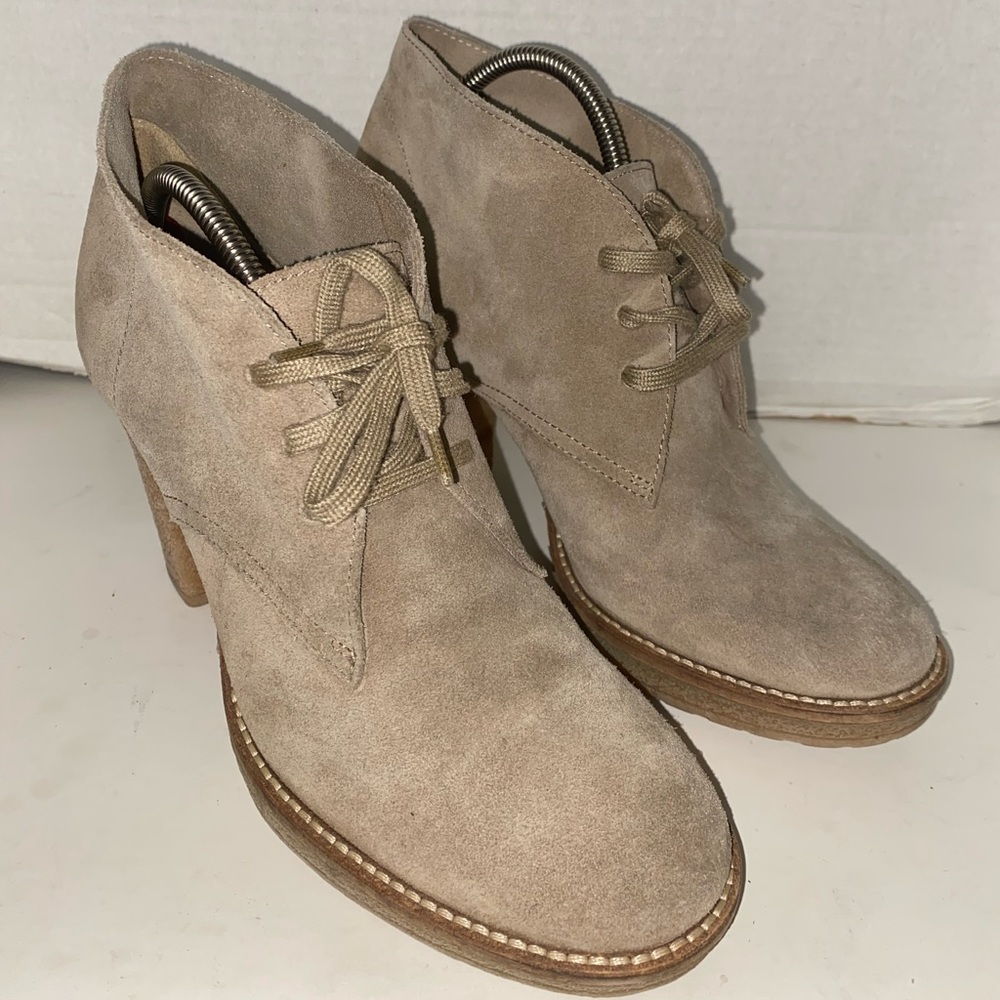 J.Crew Macallister Chunky Heel Suede Sand Booties Sz 9 Women’s